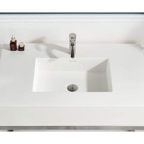 ANZZI Ventura 36 in. Console Sink with Matte White Counter Top