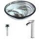 LSAZ054-097B - ANZZI Mezzo Series Deco-Glass Vessel Sink in Slumber Wisp with Key Faucet in Brushed Nickel