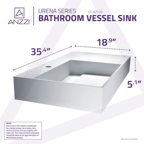 ANZZI Urena Solid Surface Vessel Sink in Matte White