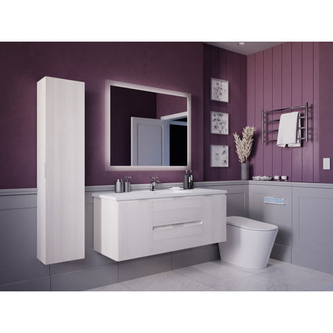 VT-MRSCCT48-WH - ANZZI ANZZI  Conques Series 48 in. W x 20 in. H x 18 in. D Bathroom Vanity Set in Rich White with Vanity Top in White with White Basin and Mirror