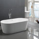 Chand Series 67 in. x 32 in. Flat Bottom Acrylic Freestanding Soaking Bathtub with Center Drain in Glossy White