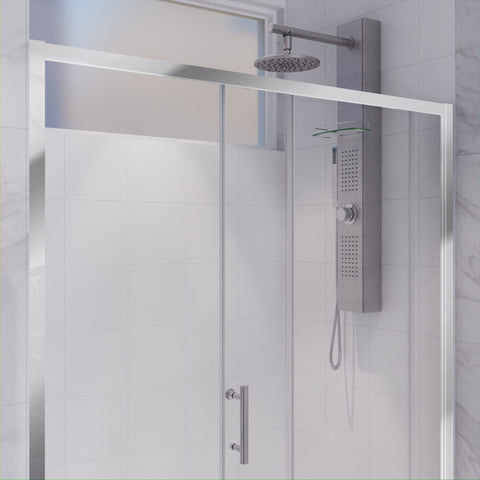 48 in. x 72 in. Framed Shower Door with TSUNAMI GUARD in Polished Chrome