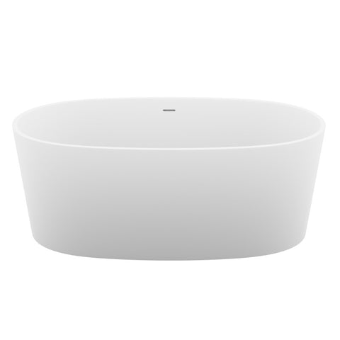 ANZZI Bellentin 5.1 ft. Solid Surface Center Drain Freestanding Bathtub in Matte White