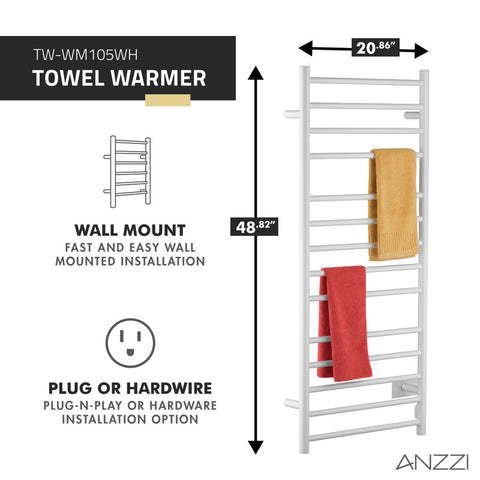 ANZZI Elgon 14-Bar Stainless Steel Wall Mounted Towel Warmer Rack