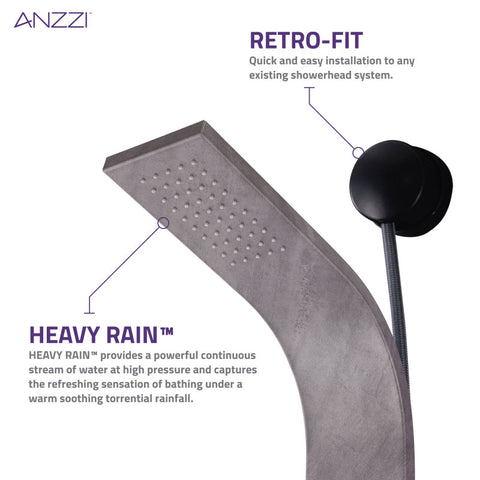 ANZZI Aura 2-Jetted Shower Panel with Heavy Rain Shower & Spray Wand