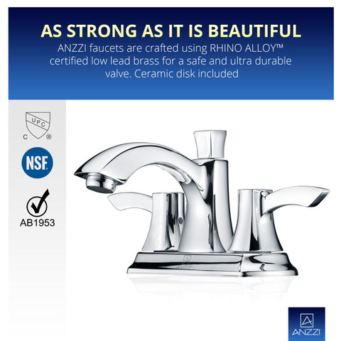 ANZZI Vista Series 4 in. Centerset 2-Handle Mid-Arc Bathroom Faucet