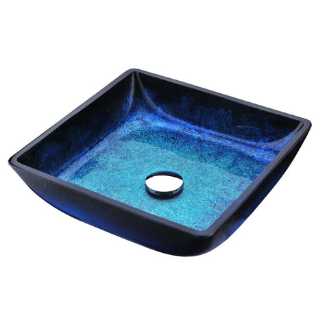 LSAZ056-097 - ANZZI Viace Series Deco-Glass Vessel Sink in Blazing Blue with Key Faucet in Polished Chrome