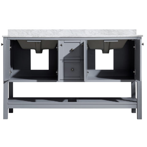 ANZZI ANZZI Montaigne Series 60 in. W x 35 in. H Bathroom Vanity Set with Carrara White Marble Counter Top, White Basin in Rich Gray