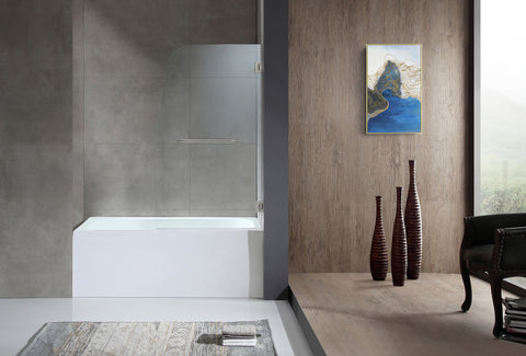ANZZI 5 ft. Acrylic Rectangle Tub With 34 in. by 58 in. Frameless Hinged Tub Door