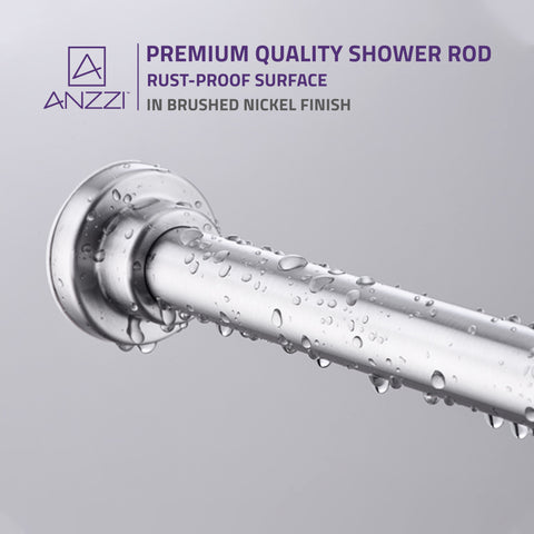 ANZZI Heavy Duty Adjustable Tension Rod (33" to 55" Range), No Drilling Required, Anti-Slip Rubber Ends, Stainless Steel Hooks Included
