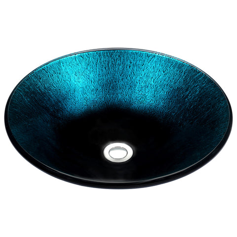 LS-AZ169 - ANZZI Stellar Series 18 in. Round Bathroom Vessel Sink with Stain-Resistant Non-Porous Surface in Marine Crest Finish Glass