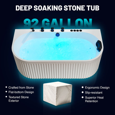 Stone Bell Flatbottom Freestanding Whirlpool and Air Bathtub with Center Drain and Faucet in Various Colors