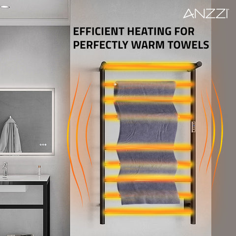 ANZZI Eve 8-Bar Stainless Steel Wall Mounted Electric Towel Warmer Rack