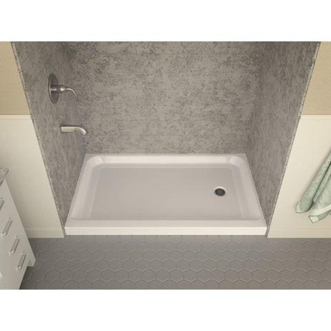 SB-AZ04RD - ANZZI Tier 36 x 60  in. Right Drain Single Threshold Shower Base in White