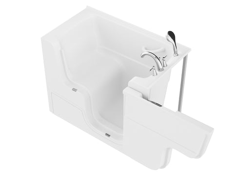 ANZZI Coupe Series 29 in. x 53 in. Right Drain Wheelchair Access Walk-In Soaking Tub in White