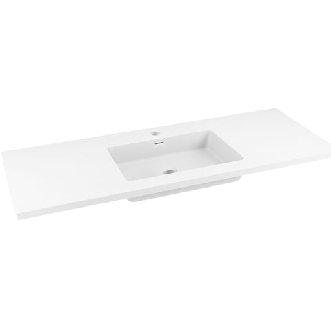 Conques 48 in W x 20 in H x 18 in D Cultured Marble Vanity Top in White with White Basin