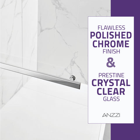 28 in. x 56 in. Frameless Tub Door with TSUNAMI GUARD in Polished Chrome