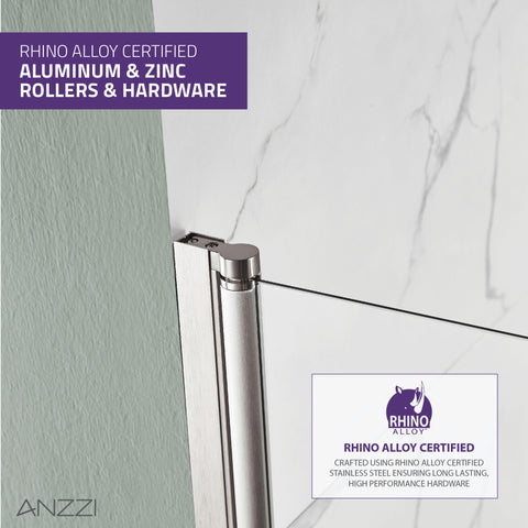 28 in. x 56 in. Frameless Tub Door with TSUNAMI GUARD in Brushed Nickel