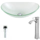 LSAZ086-095B - ANZZI Forza Series Deco-Glass Vessel Sink in Lustrous Frosted with Harmony Faucet in Brushed Nickel