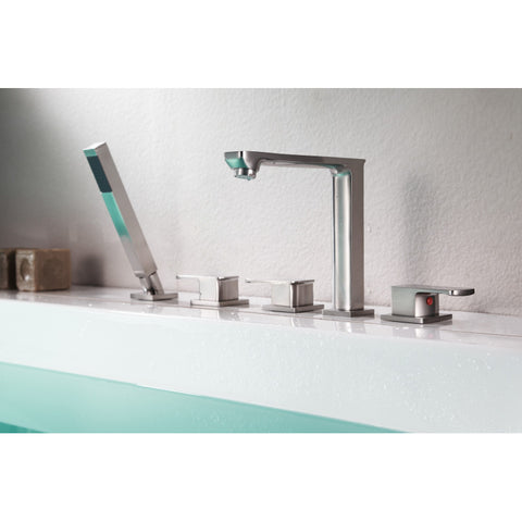 FR-AZ102BN - ANZZI Shore 3-Handle Deck-Mount Roman Tub Faucet with Handheld Sprayer in Brushed Nickel