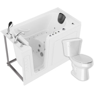 ANZZI 59 in. x 30 in. Left Drain Combination Jetted Bathtub in White with Elongated Toilet and Soft Close Lid