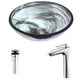 LSAZ054-022 - ANZZI Mezzo Series Deco-Glass Vessel Sink in Slumber Wisp with Crown Faucet in Chrome