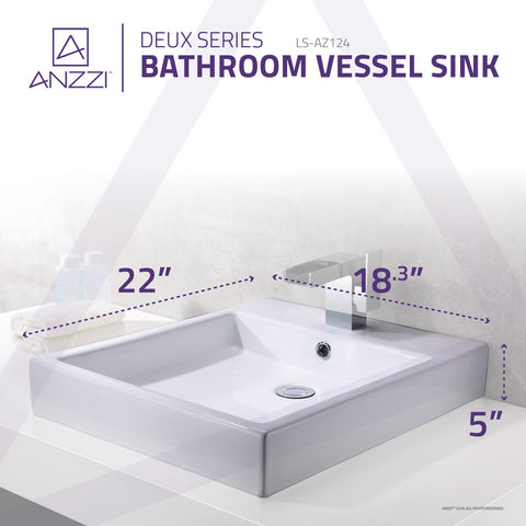 ANZZI Deux Series Ceramic Vessel Sink in White