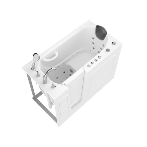 ANZZI 53 - 60 in. x 26 in. Left Drain Air and Whirlpool Jetted Walk-in Tub in White