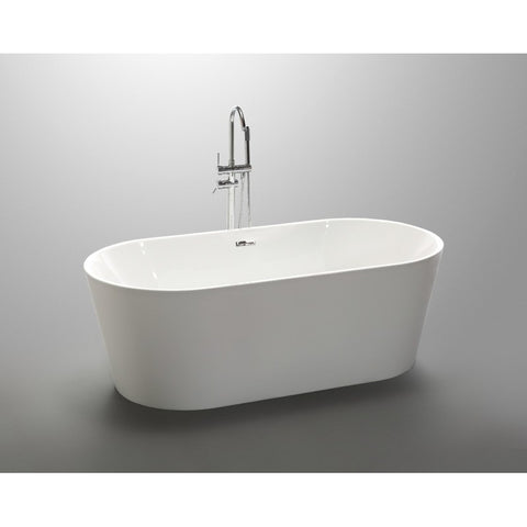 ANZZI Chand 55 in. Acrylic Flatbottom Freestanding Bathtub in White