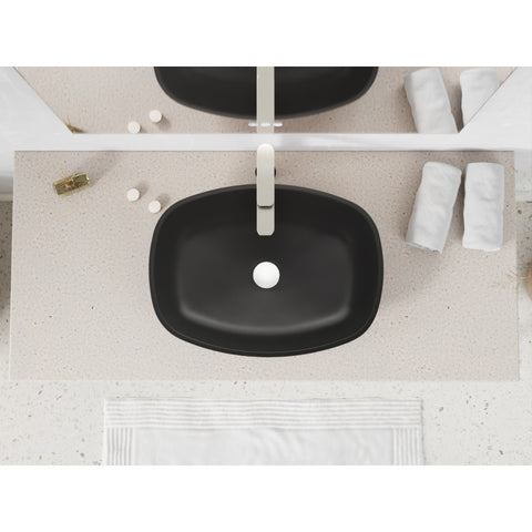 LS-AZ913MB - ANZZI Ariadne Rectangle Glass Vessel Bathroom Sink with Matte Black Finish