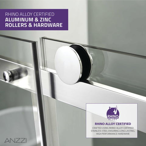 ANZZI Rhodes Series 48 in. x 76 in. Frameless Sliding Shower Door with Handle