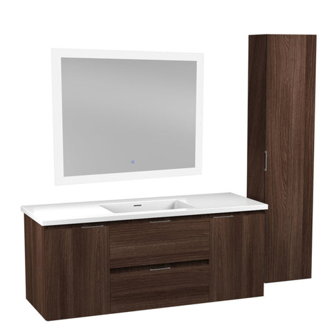 VT-MRSCCT48-DB - ANZZI ANZZI Conques Series 48 in. W x 20 in. H x 18 in. D Bath Vanity Set in Dark Brown with Vanity Top in White with White Basin and Mirror