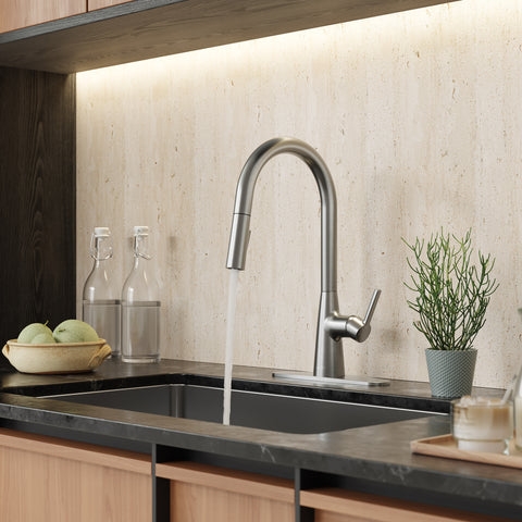 Modern 16 in. 1-Handle Touchless Pull-Down Kitchen Faucet in Brushed Nickel with Motion Sensor and Dual Spray Modes