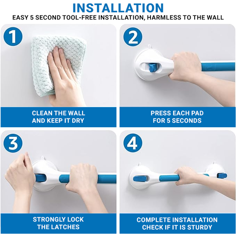 20" Triple Suction Grab Bar with 180 Degree Swiveling Action