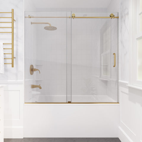 SD-AZ8080-01BG - ANZZI Raymore Series 60 in. x 62 in. Frameless Sliding Tub Door in Brushed Gold