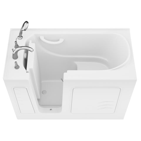 AZB2653LWS - ANZZI Value Series 26 in. x 53 in. Left Drain Quick Fill Walk-In Soaking Tub in White