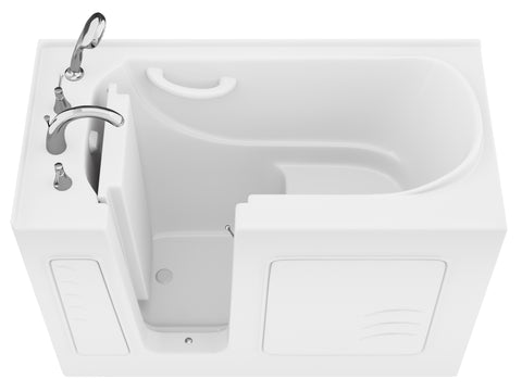 ANZZI Value Series 26 in. x 53 in. Left Drain Quick Fill Walk-In Soaking Tub in White