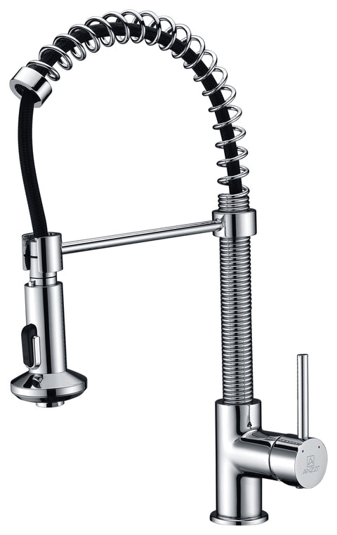ANZZI Step Minimalist Kitchen Faucet, Single Handle Control, High Mobility Pull-Down Sprayer (9.5" Reach), Lead-Free Brass, cUPC Certified