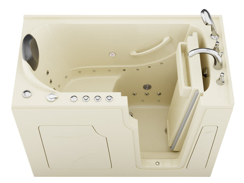 ANZZI Coupe Premier 53 - 60 in x 28 in. Right Drain Air and Whirlpool Jetted Walk-in Tub in Biscuit