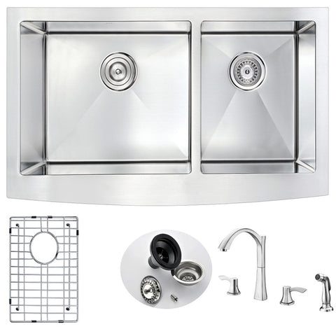 K36203A-032B - ANZZI Elysian Farmhouse 36 in. Kitchen Sink with Soave Faucet in Brushed Nickel