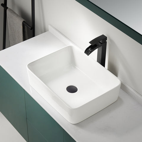 Modena Series 5.4 in. Ceramic Rectangular Vessel Bathroom Sink Basin in White