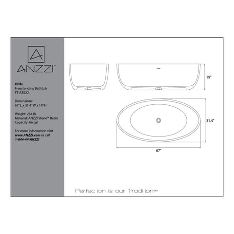 Opal 5.6 ft. Solid Surface Center Drain Freestanding Bathtub in Evening Violet