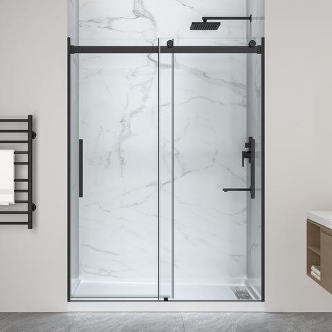 Stellar Series Sliding Frameless Shower Door  with Alcove Shower Base