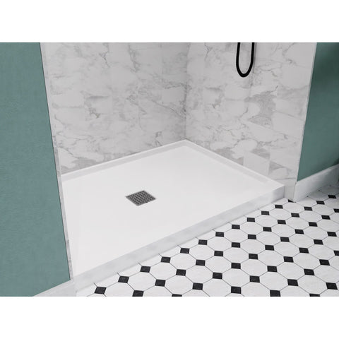 SB-AZ103C - ANZZI ALEXANDER 48 in. x 32 in. Center Drain Shower Base in White