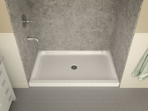Jebel 36 x 60  in. Center Drain Single Threshold Shower Base in White