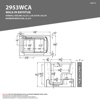 ANZZI Series 29 in. x 53 in. Left Drain Wheelchair Access Walk-In Whirlpool Tub with Fast Drain and Smart Bidet Toilet