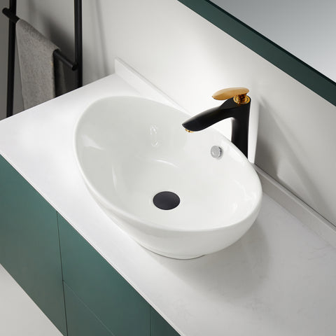 Verona Series 23 in. Ceramic Oval Vessel Bathroom Sink Basin in White