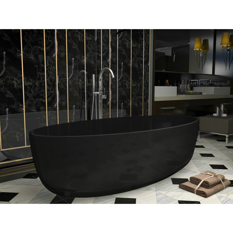 FT-AZ522 - ANZZI Opal 67 in. One Piece Stone Freestanding Bathtub in Translucent Midnight Black