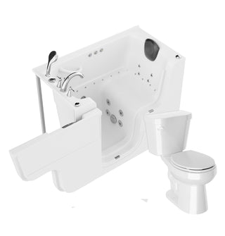 ANZZI 52 in. x 29 in. Left Drain Combination Jetted Bathtub in White with Rounded Toilet and Soft Close Lid