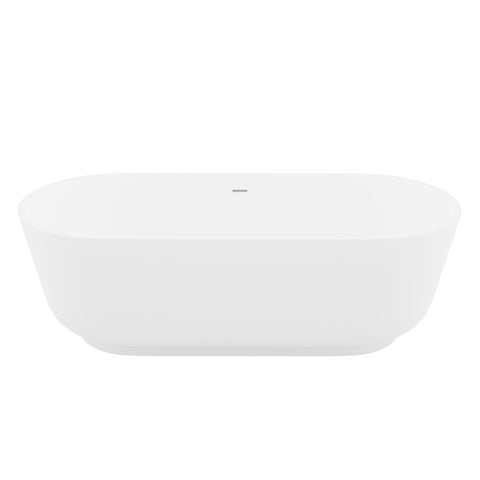 ANZZI Badi 5.9 ft. Solid Surface Center Drain Freestanding Bathtub in Matte White